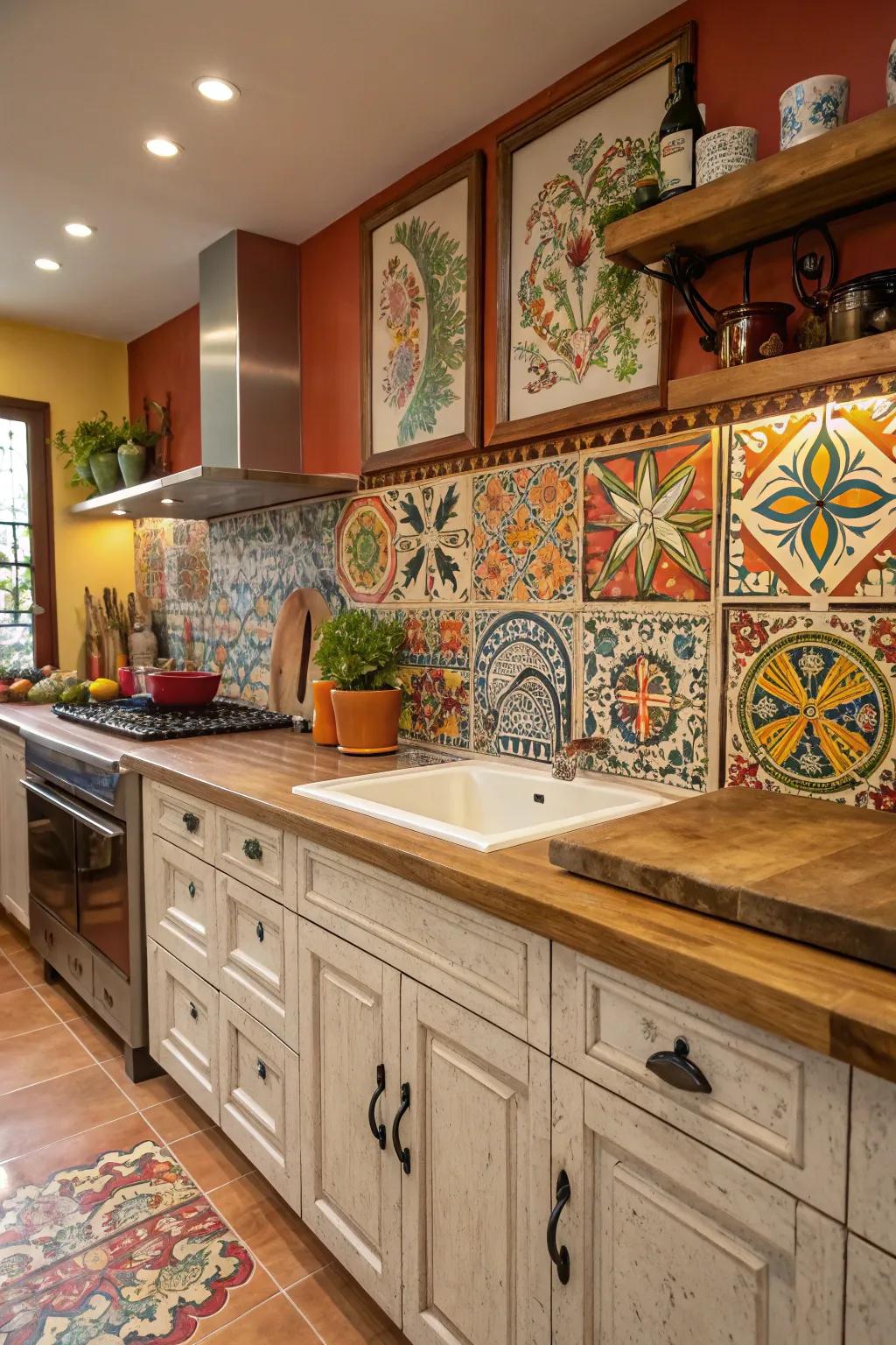 Express artistry through a colorful Talavera tile backsplash.