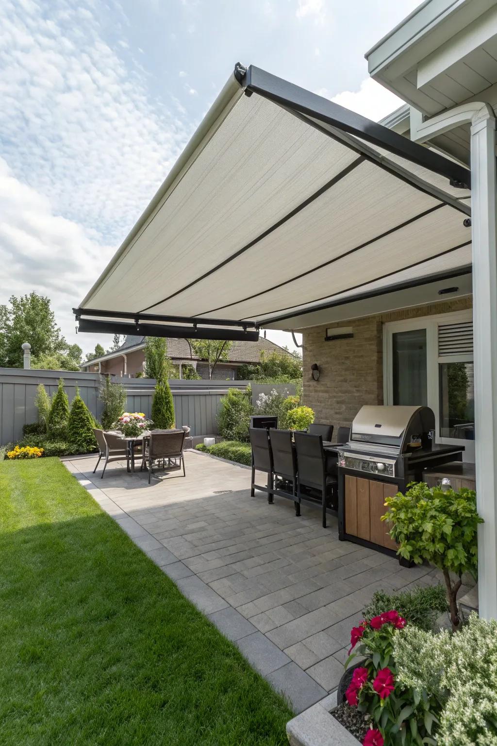 Enjoy effortless shade using automated awnings.
