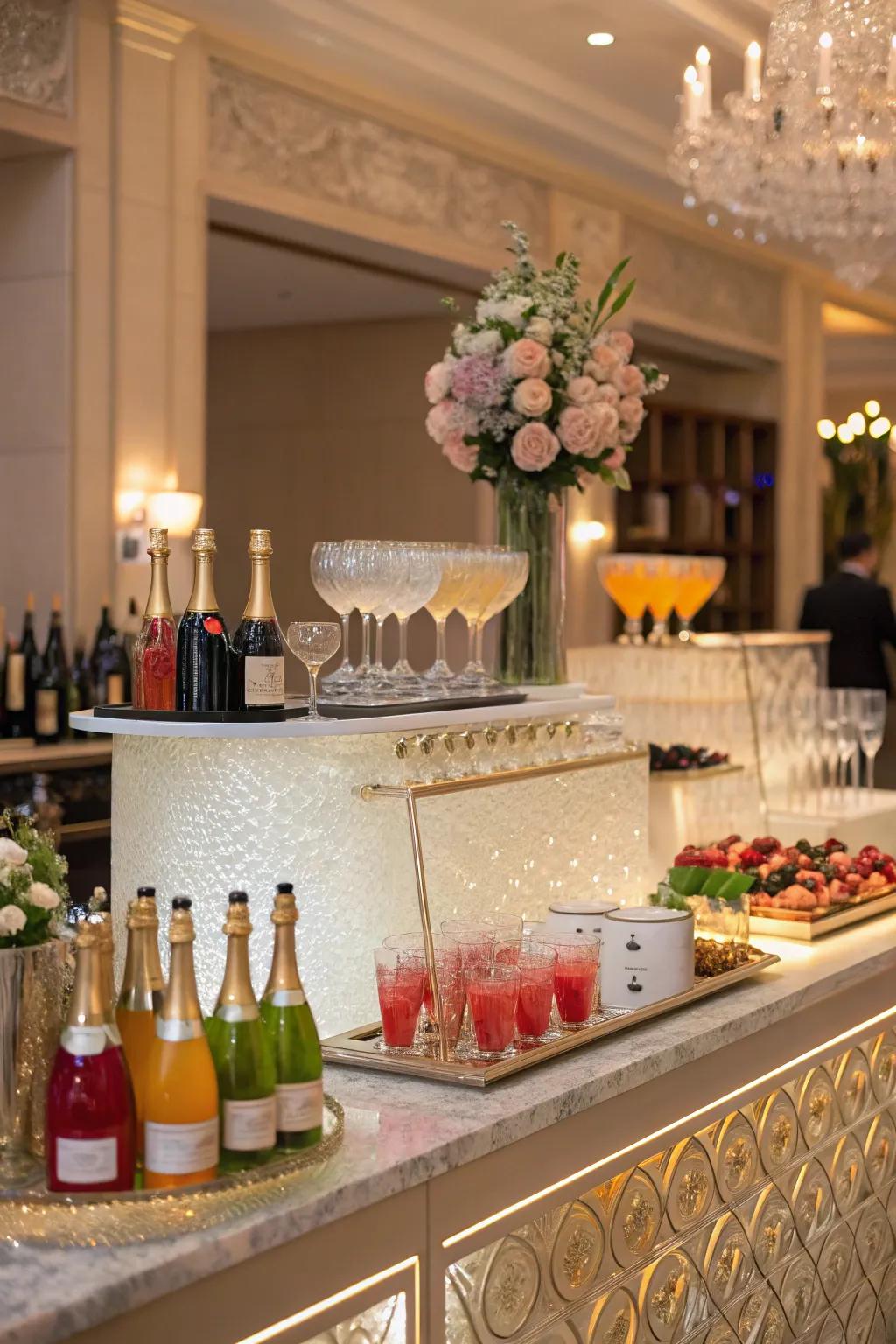 A bubbly bar delivers a hint of luxury and celebration.