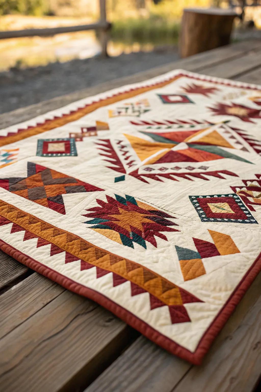 Barn quilt design inspired by the Southwest.