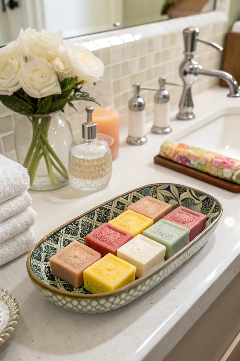 Designed soaps add elegance and functionality to your counter.