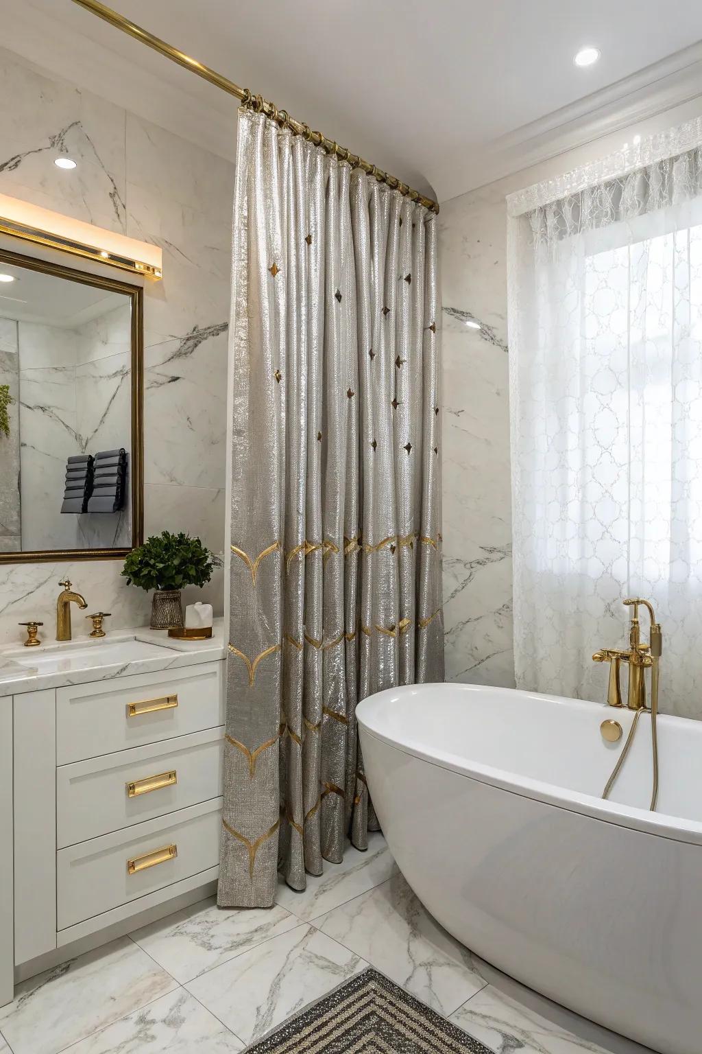 Shimmering accents add a glamorous touch to your bathroom decor.
