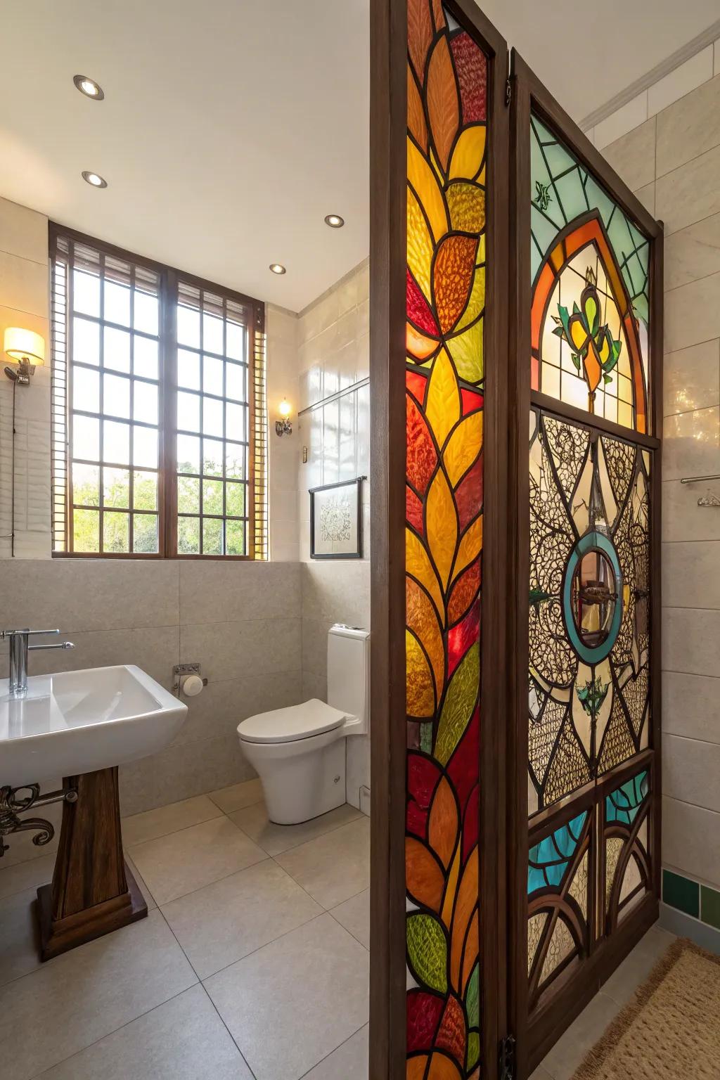 Tinged pane segments transform functional areas into artistry.