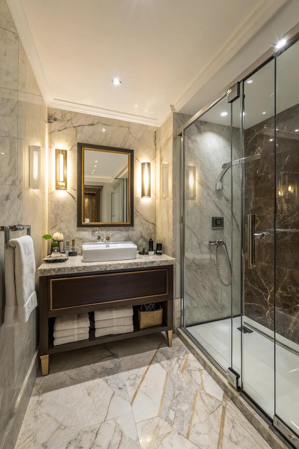 A compact bathroom design that gives off luxury and beauty.