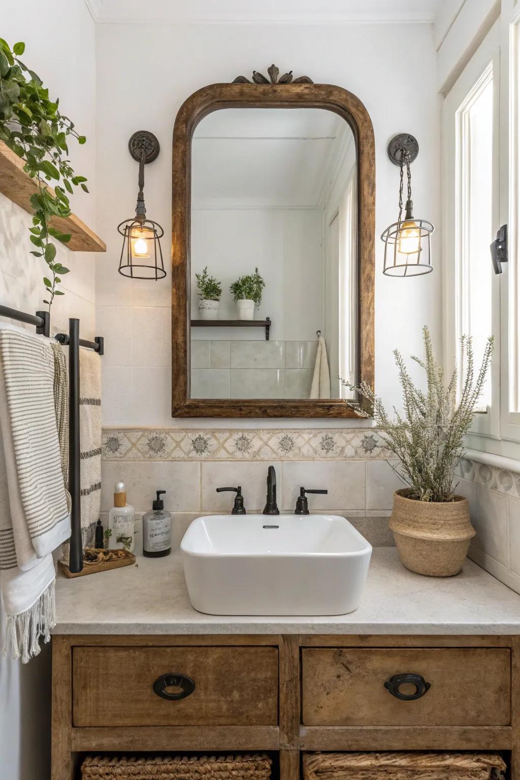 Blending styles can result in a beautifully balanced bathroom design.