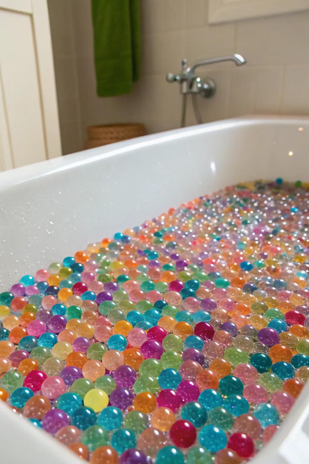 Enhance bath time with the tactile delight of hydration spheres.