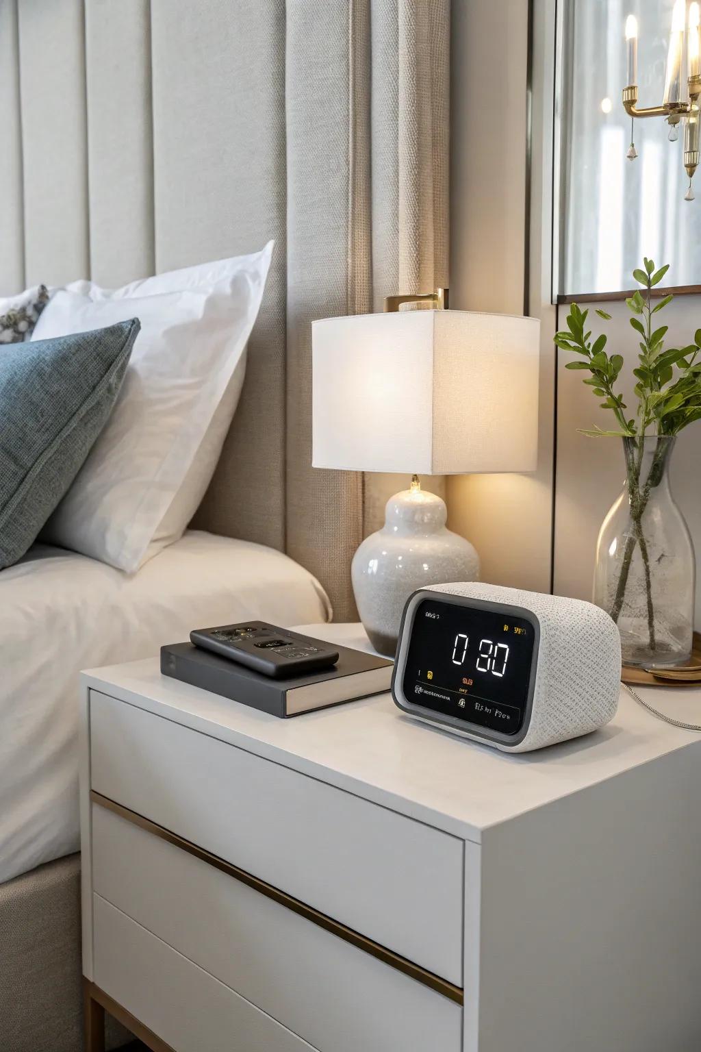 Incorporate technology with a smart clock that keeps you connected.