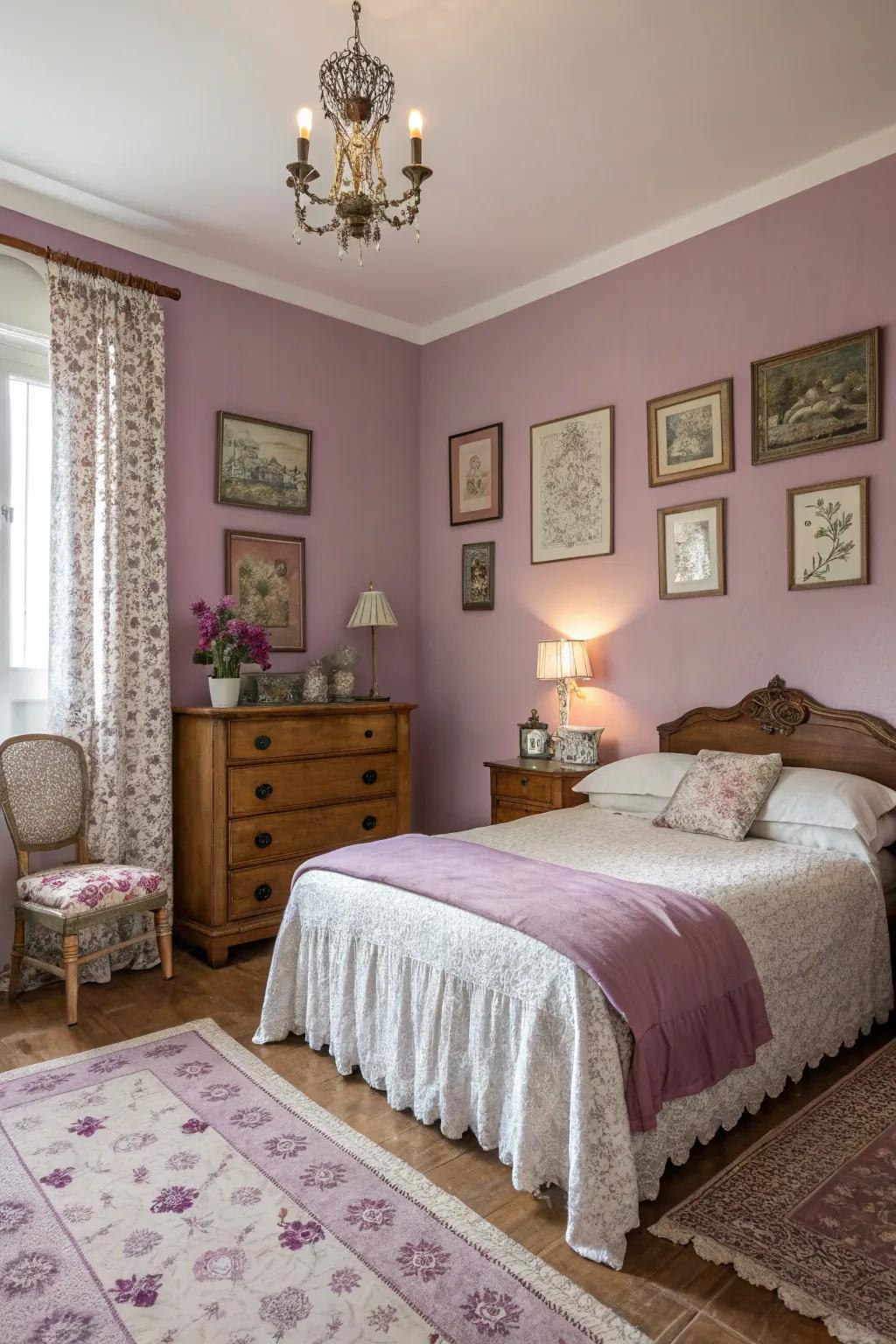 Capture vintage class with mauve tones.
