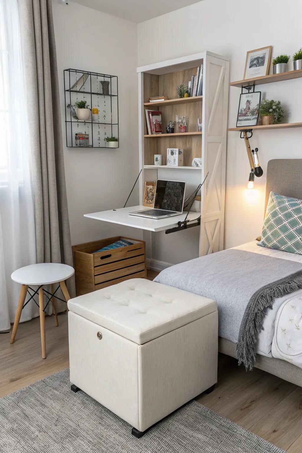 Using multi-functional furniture helps in maximizing utility and space.