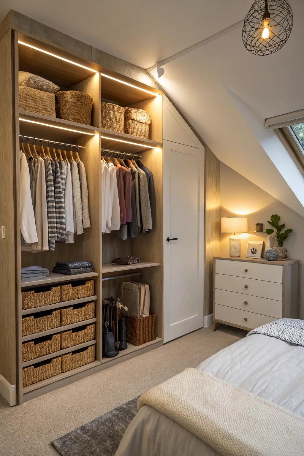 Store more clothes with a wardrobe area in your knee wall.