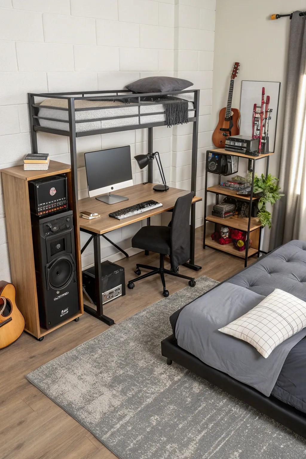 Furniture that adapts offers flexibility in a music studio.