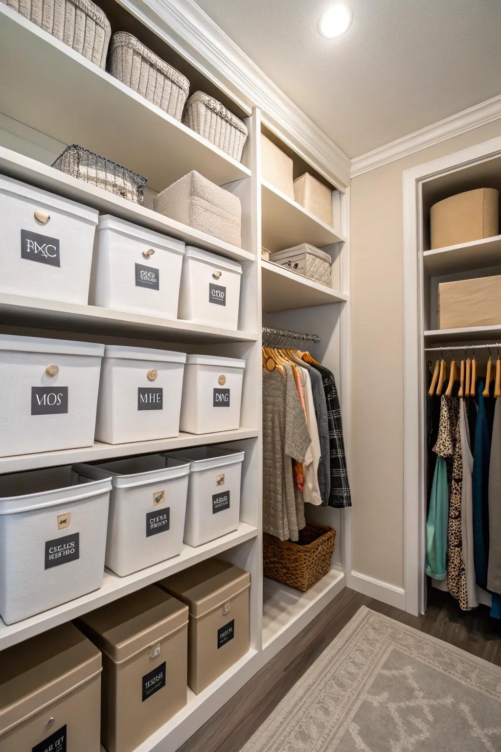 Make organization easier with well-labeled stash solutions.