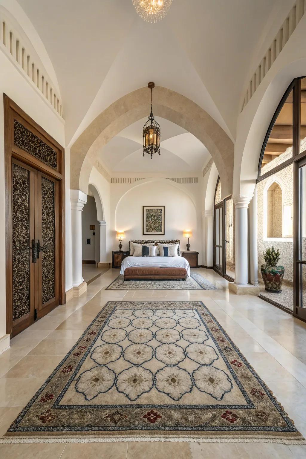 Symmetrical arrangement enhances architectural harmony.