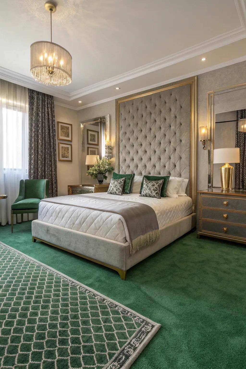 Shiny accents provide a touch of elegance, improving the room's overall aesthetic.