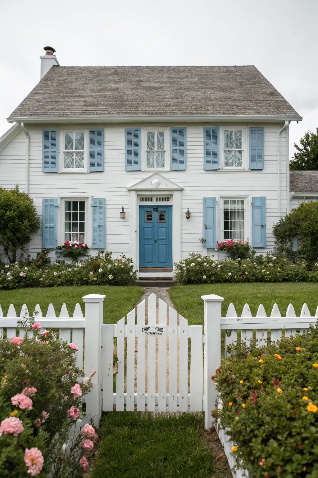 Classic alabaster and bold marine create a fresh, inviting visual.
