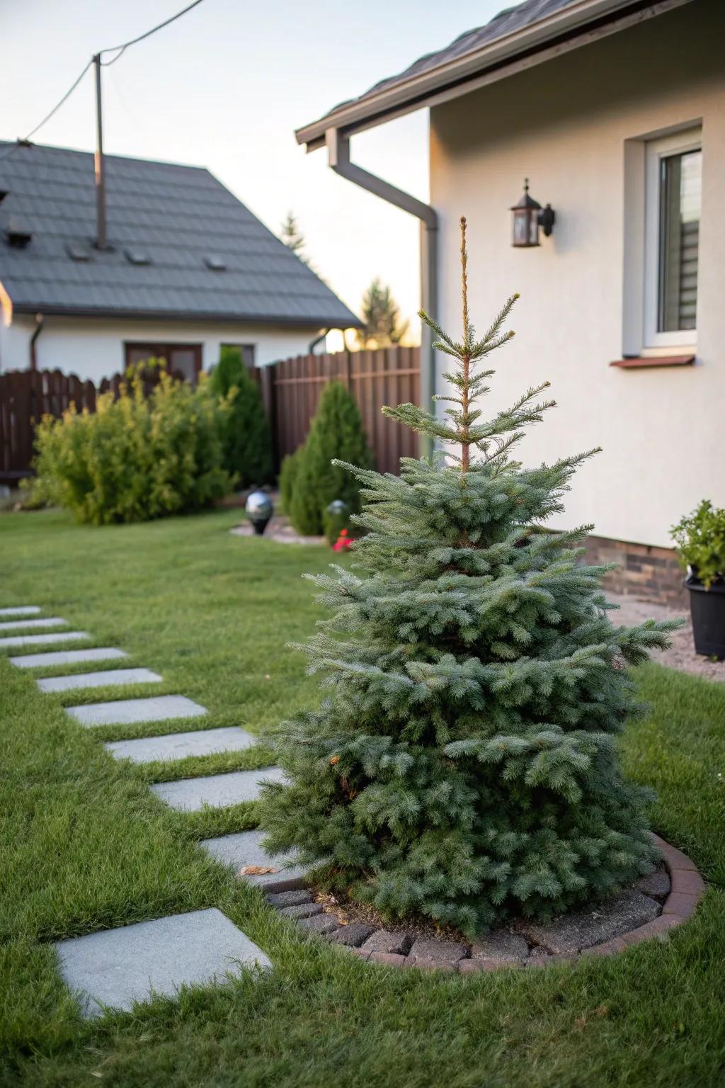 Pygmy Evergreen is perfect for compact spaces.
