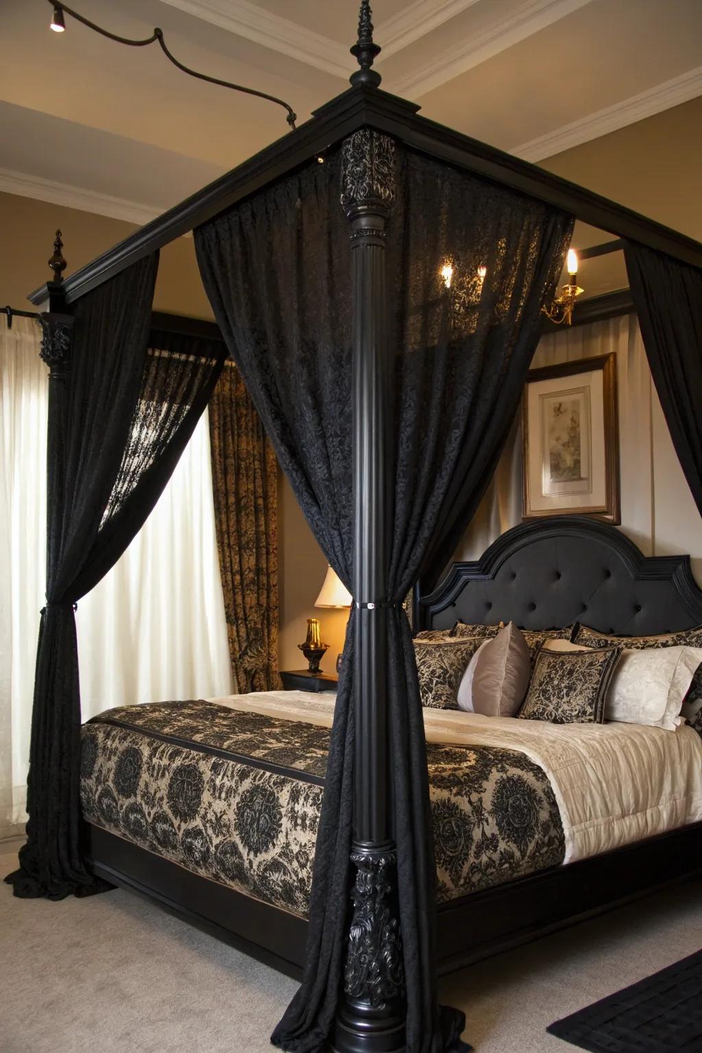 Making a statement with an elegant black canopy.
