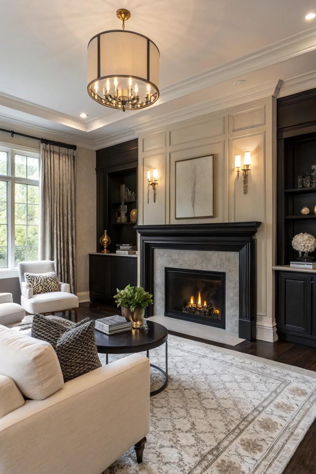 Achieve modest polish using a sophisticated smooth dark hearth.