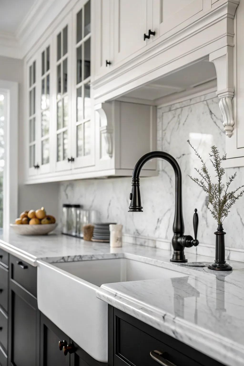 The classic contrast of dark and light is enhanced with the addition of this dark tap.