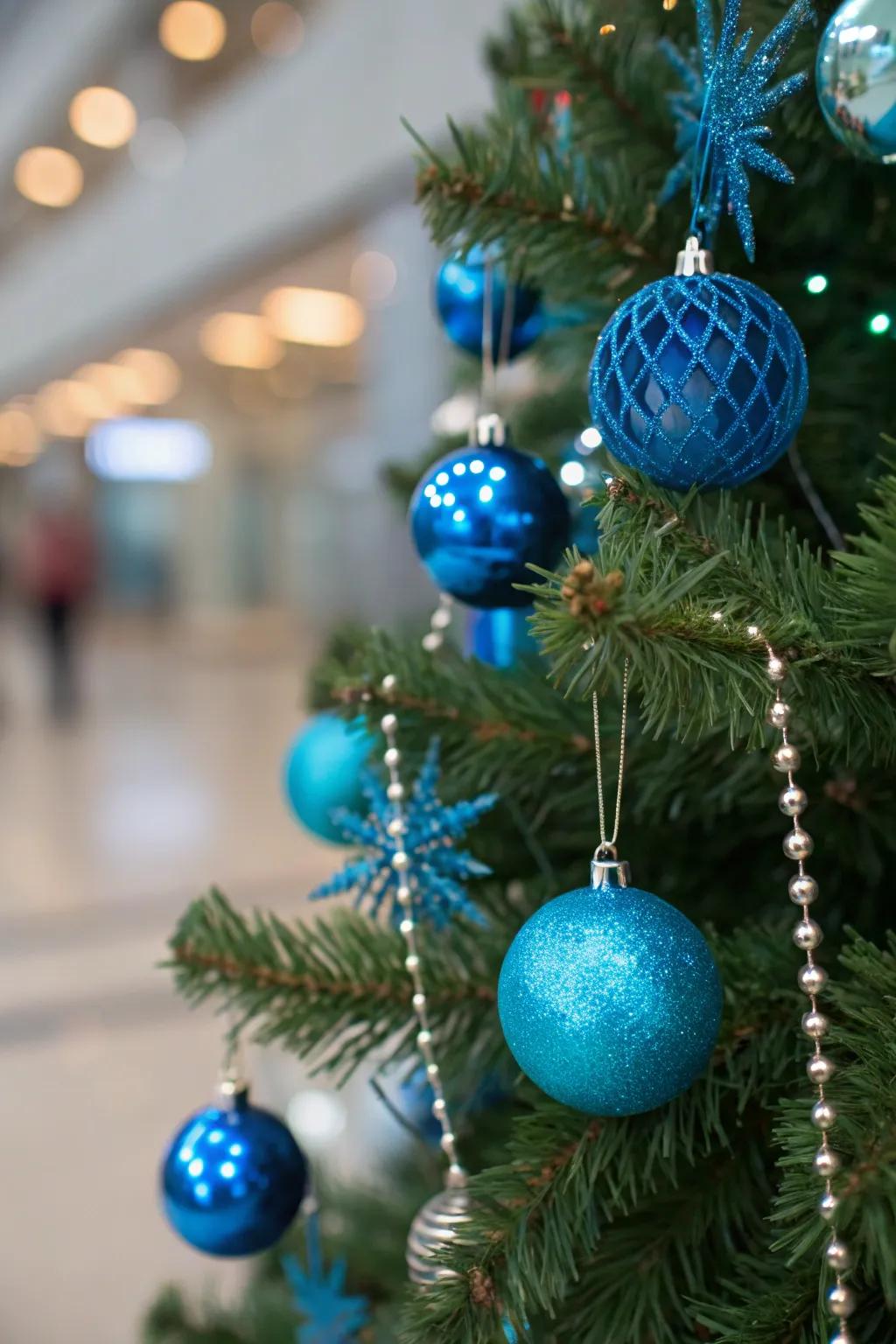 Elegant blue Christmas ornaments