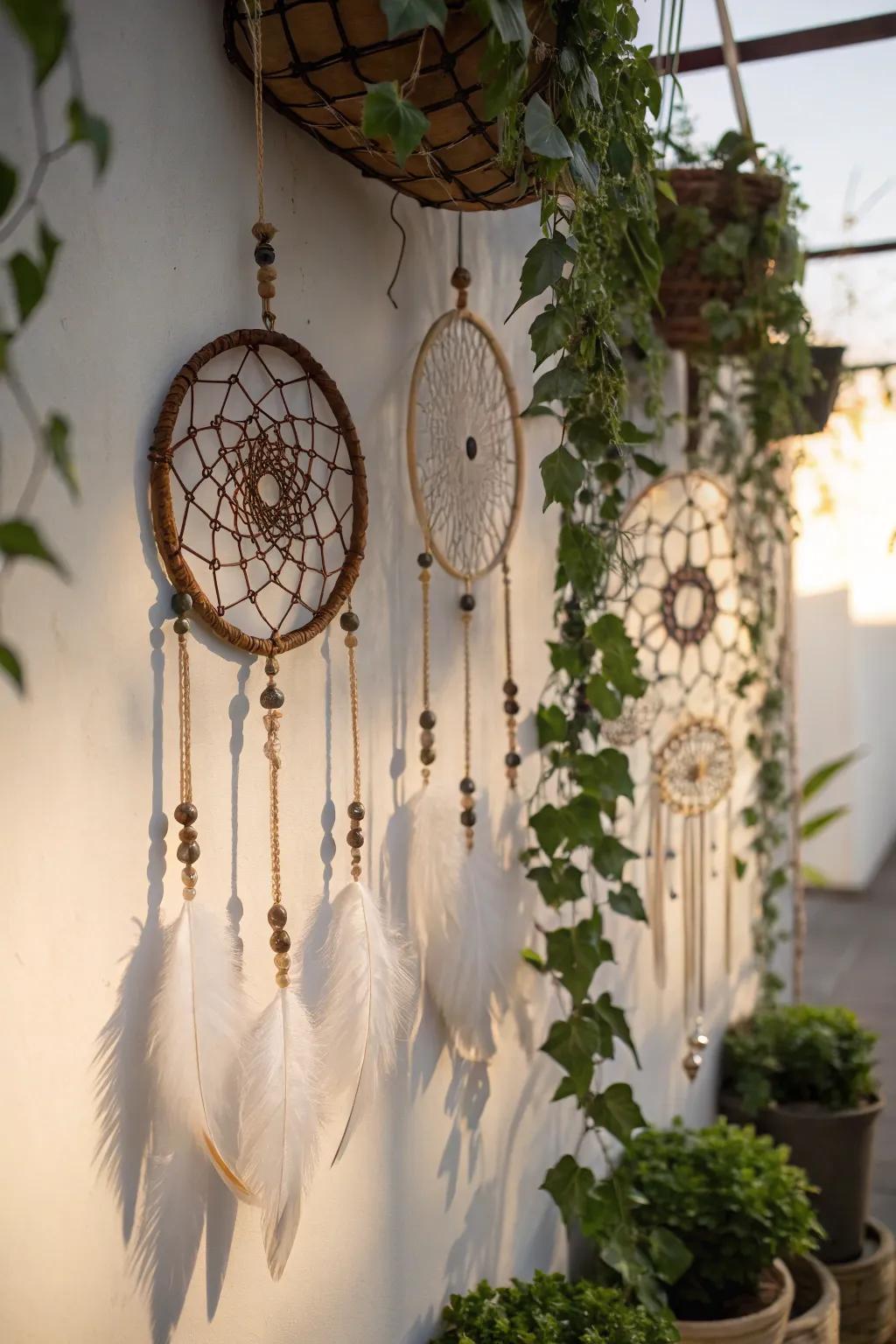 Imaginative wall decorations enhance the bohemian magic.
