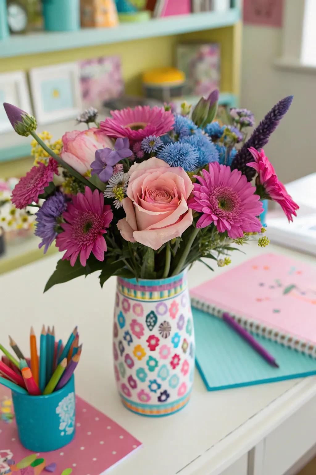 Whimsical arrangement with a playful twist.