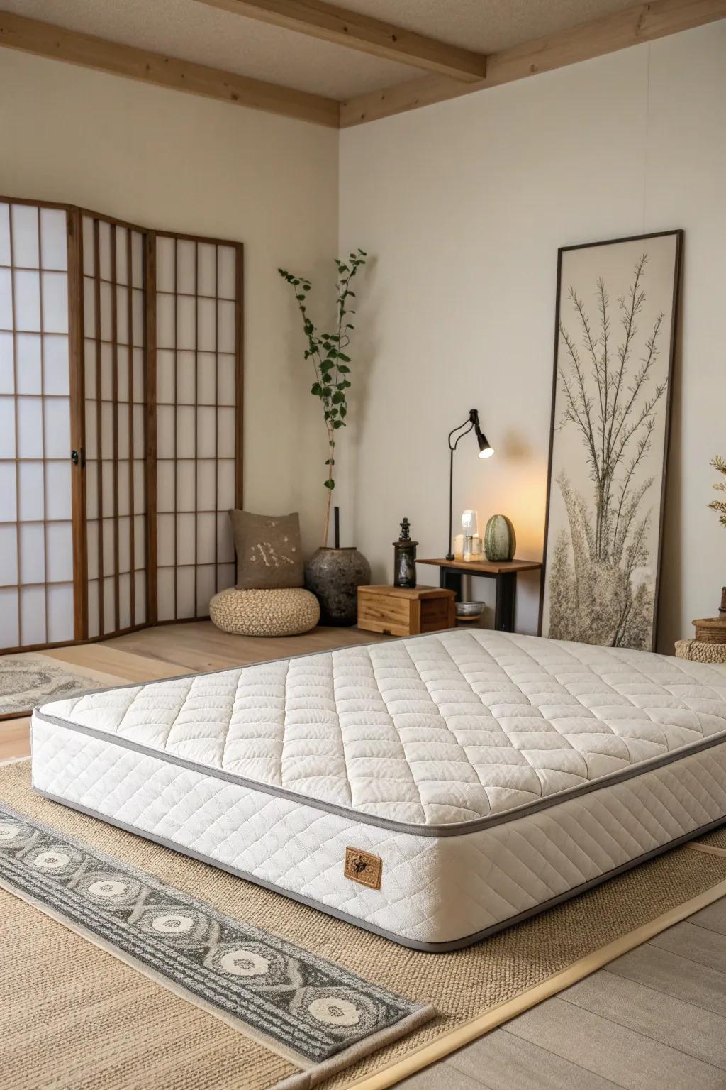 A serene Zen room with minimalist design.