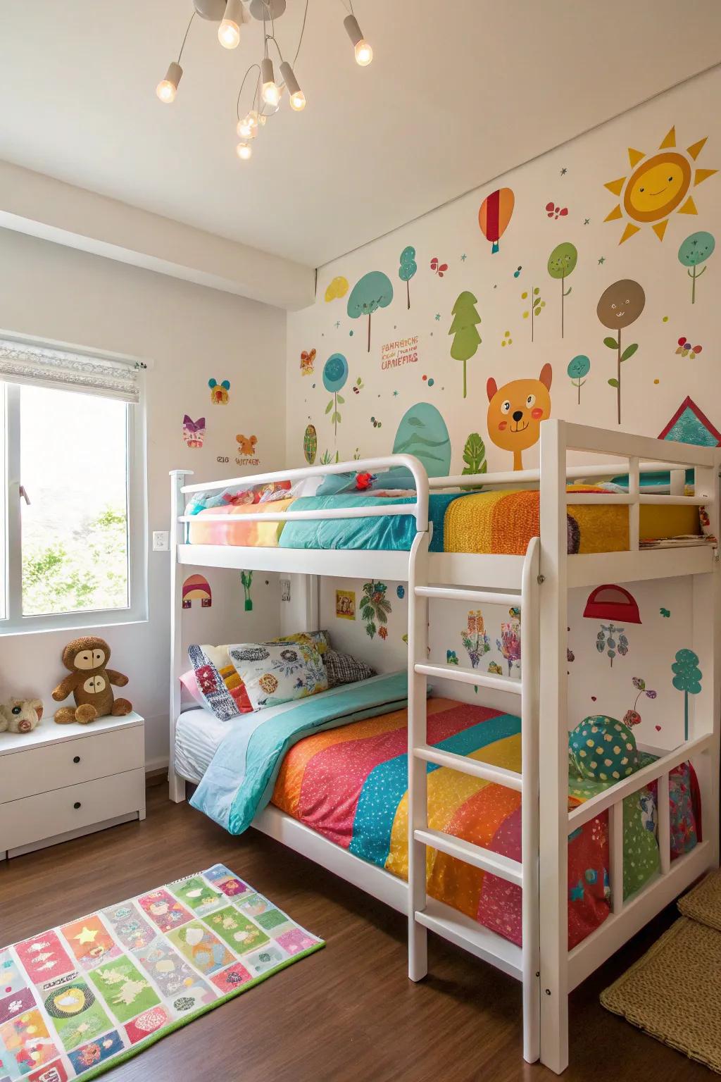 Wall stickers add personality and fun to a shared area.