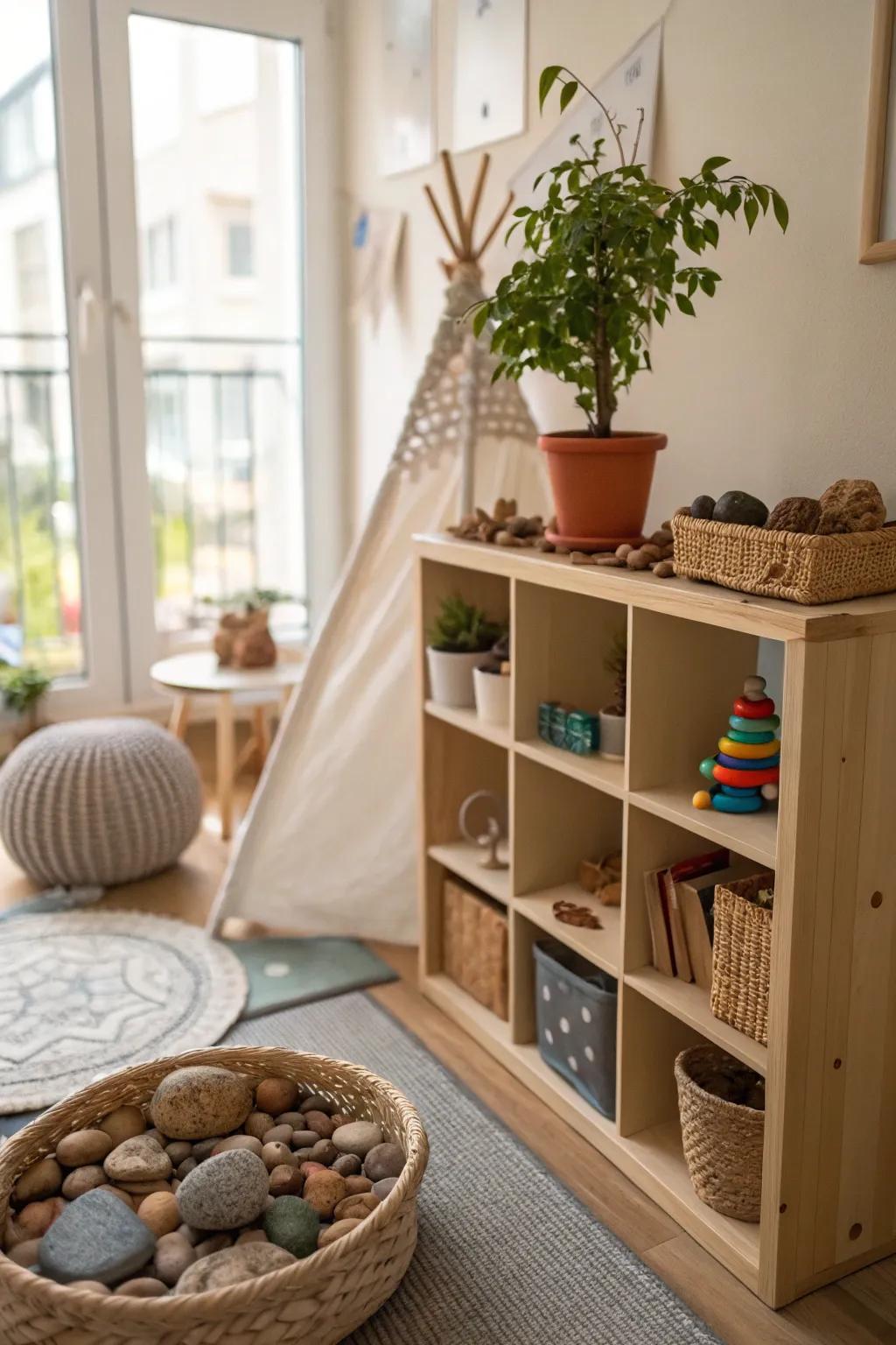 A nature vicinity conveying the exterior indoors for exploration and frolic.