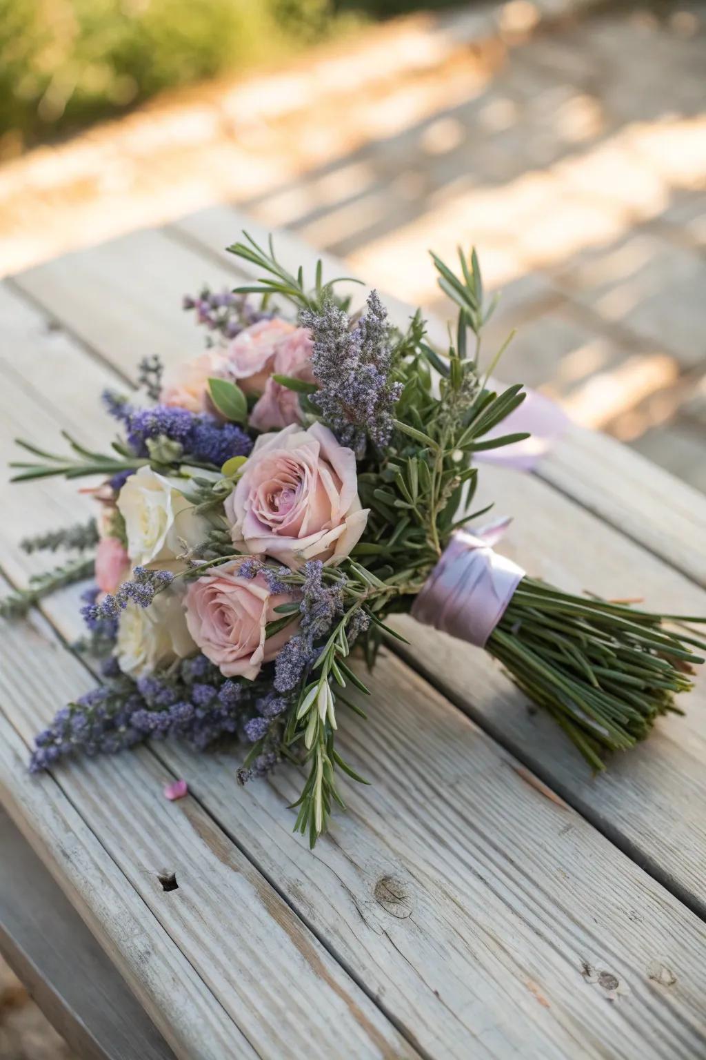 A fragrant bouquet infused with aromatic herbs.