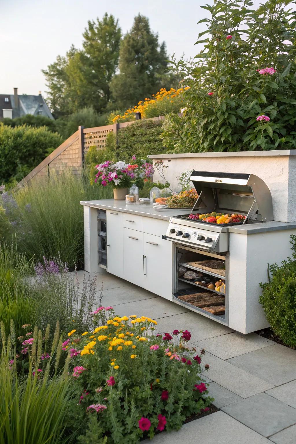 Hidden storage helps to keep your BBQ area neat and organized.
