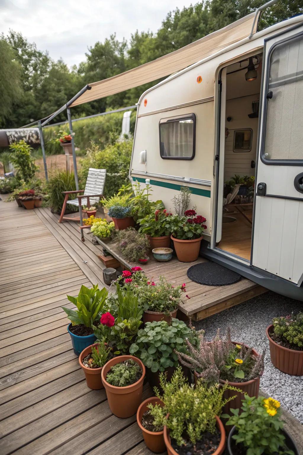 Bring nature closer with a transportable garden on your deck.