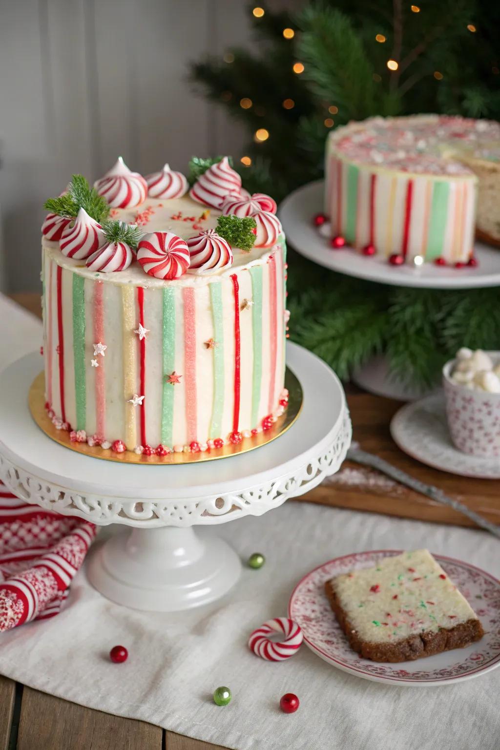 Make a sweet statement with a candy cane cake.