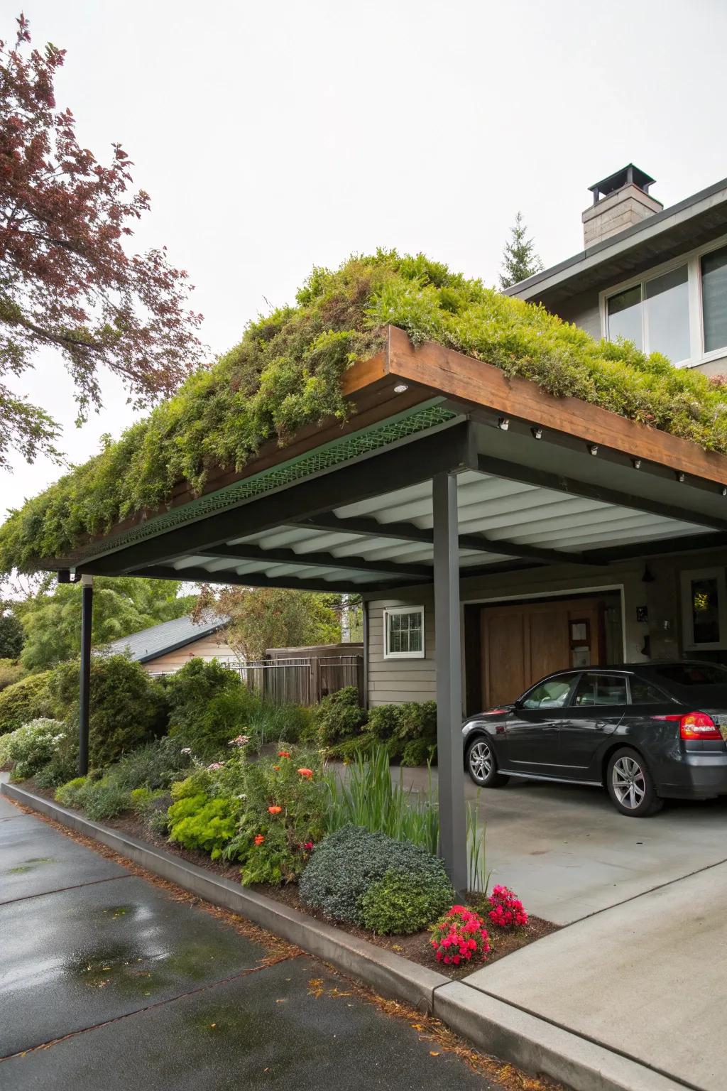 A carport that doubles as a green oasis.