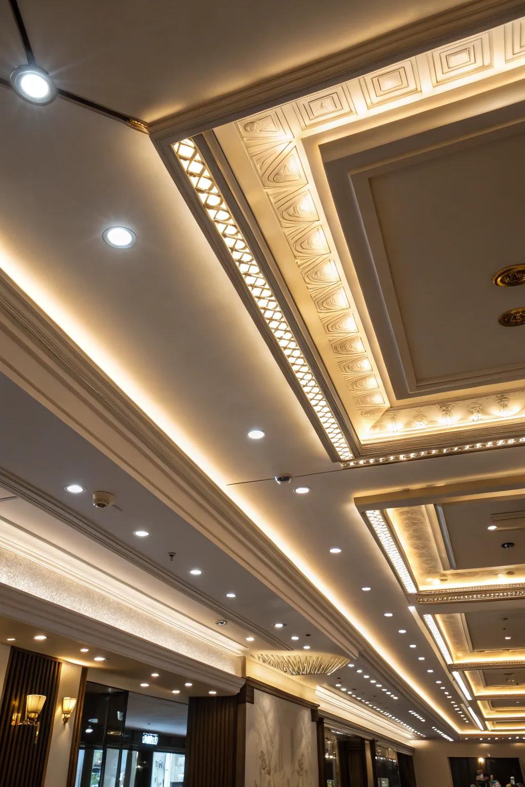 Lighting integrated with trims for warmth.