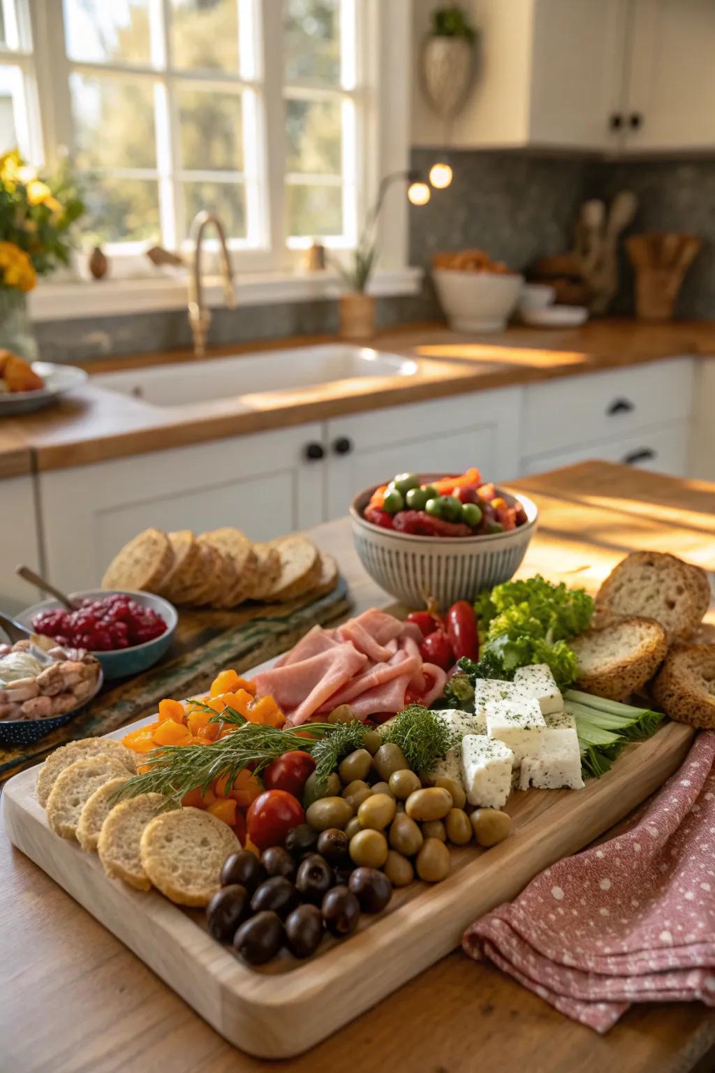 Med flavors on a grazing board.