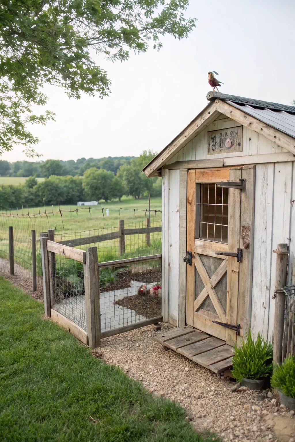 Reclaimed resources introduce unparalleled character to your chicken coop.