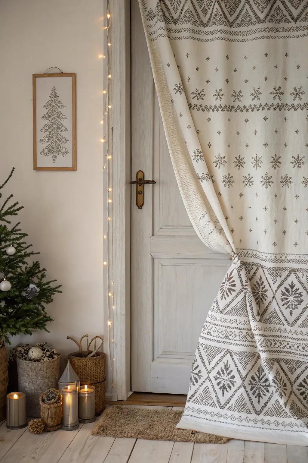 A Nordic knit pattern gives this door a cozy, rustic charm.