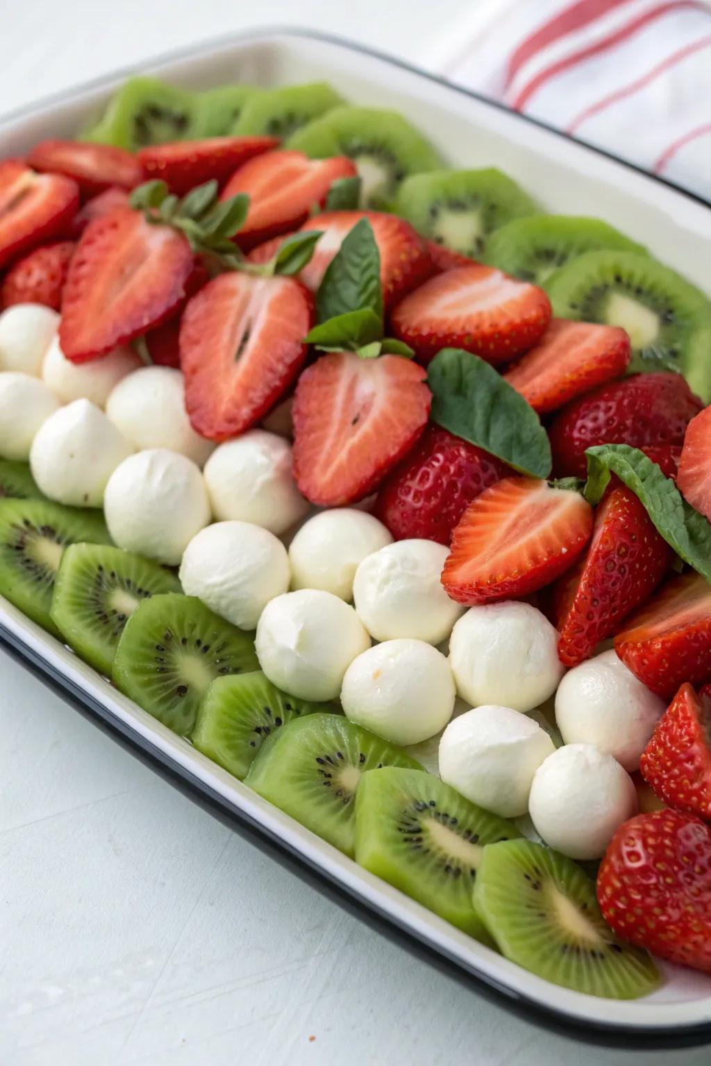 Traditional Christmas hues with fruits and cheddar.