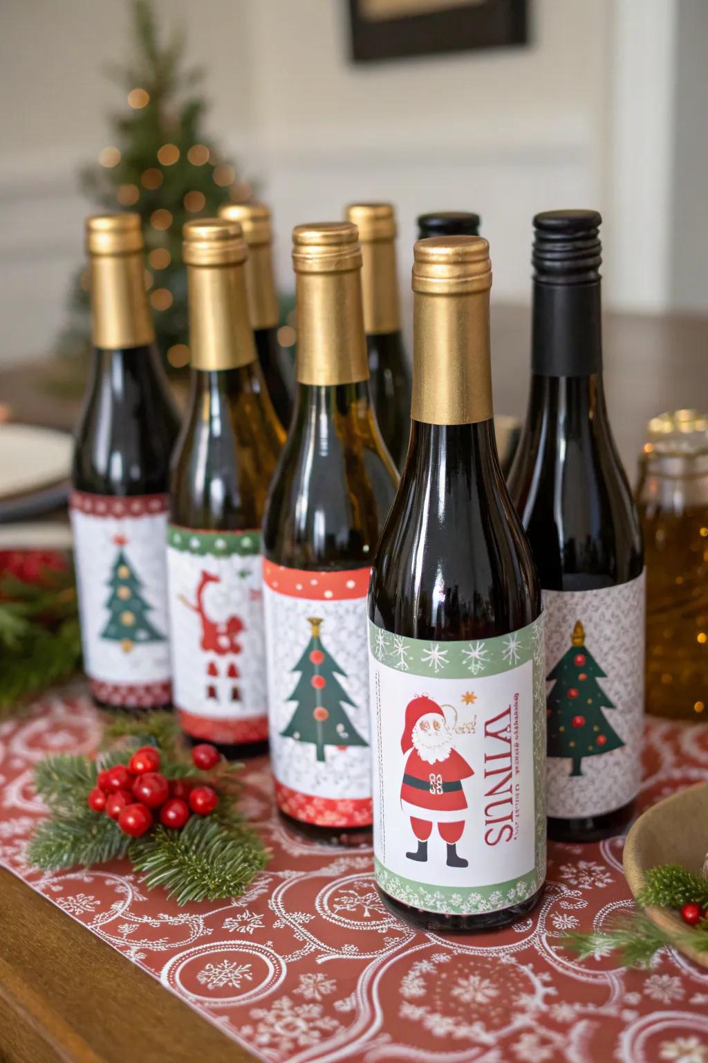 Dinky wine bottles offer a festive toast to the season.
