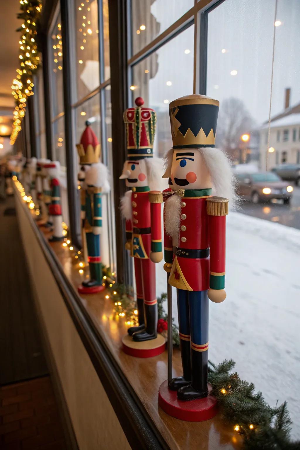 A procession of soldier figures incorporates whimsy and tradition.