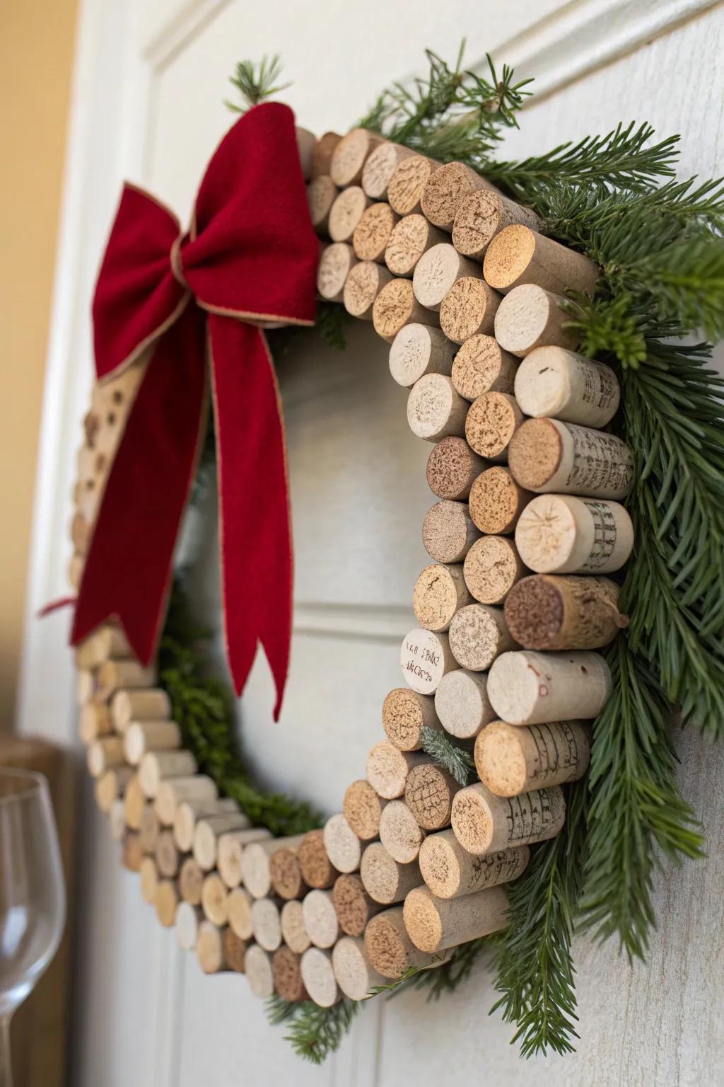 A unique wine cork wreath that adds a rustic charm to any space.