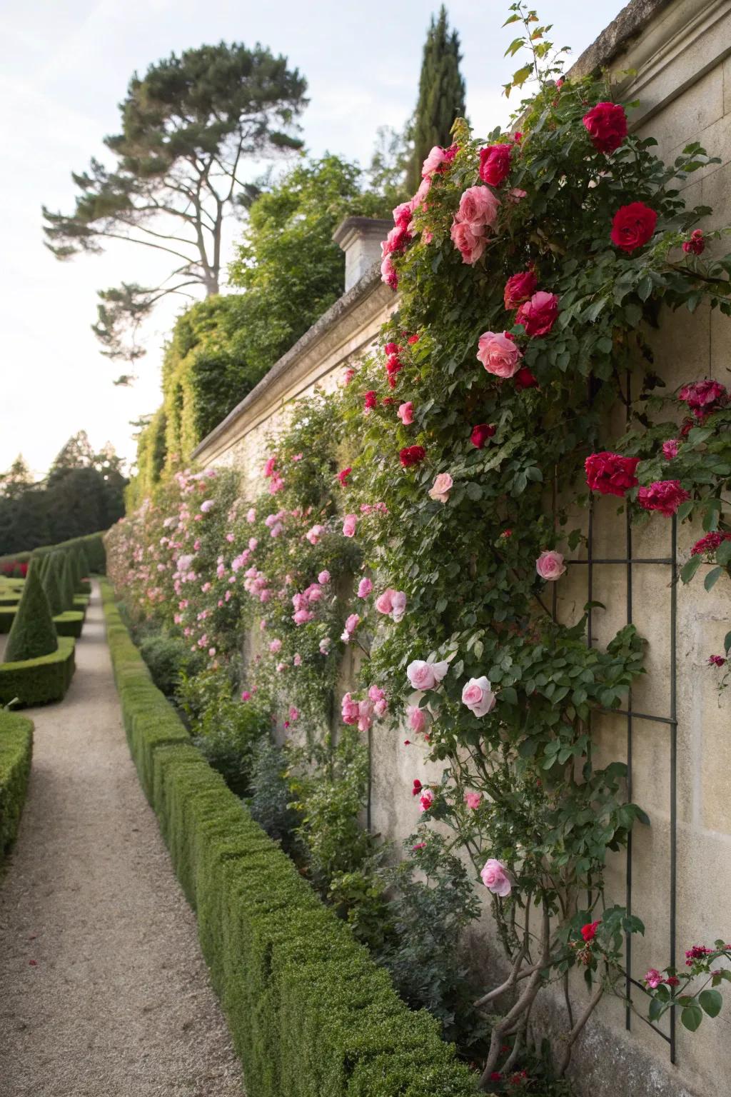 Craft a hidden retreat with rose-laden garden barriers.