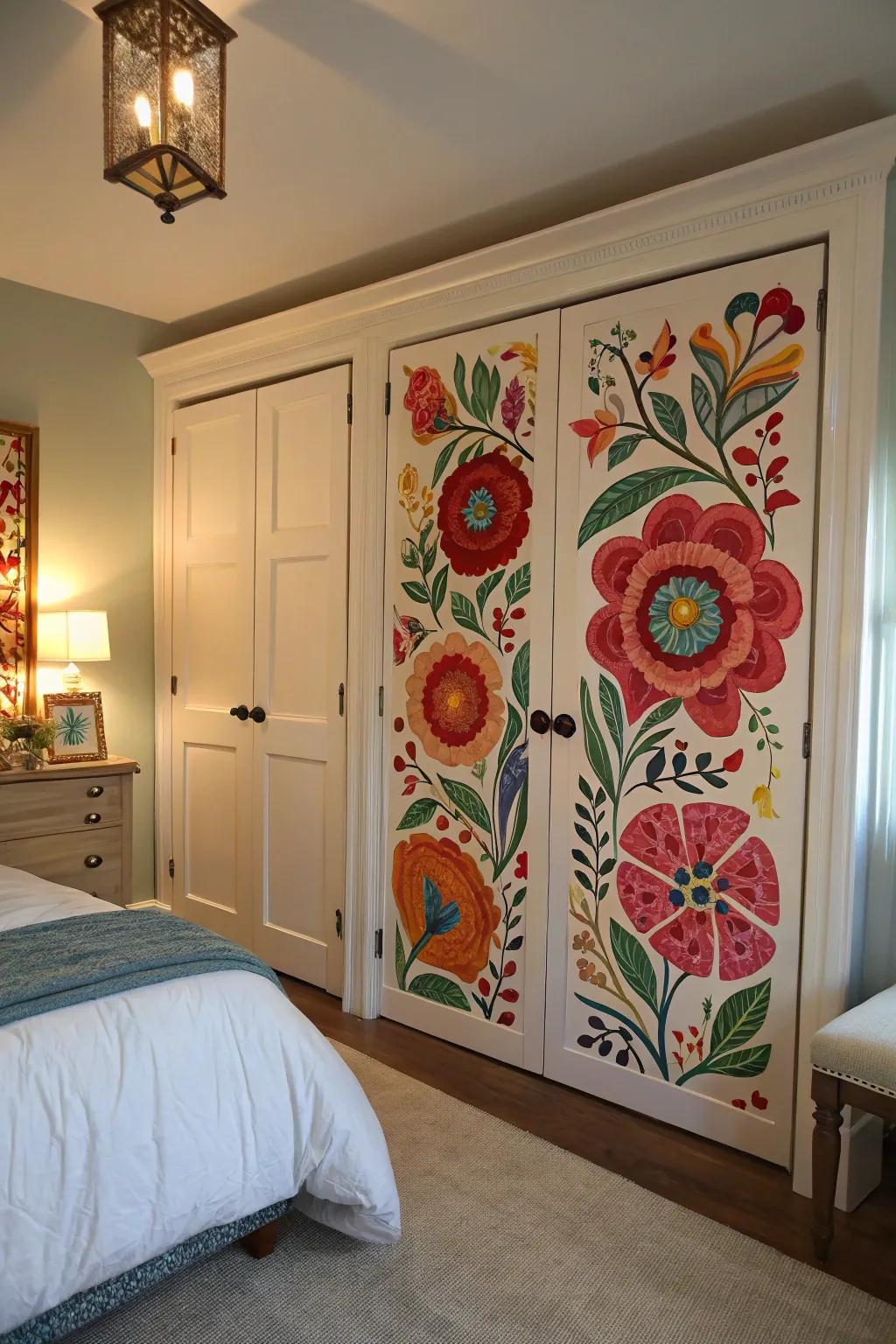 Bold color expressions turn doors into artistic focal points.