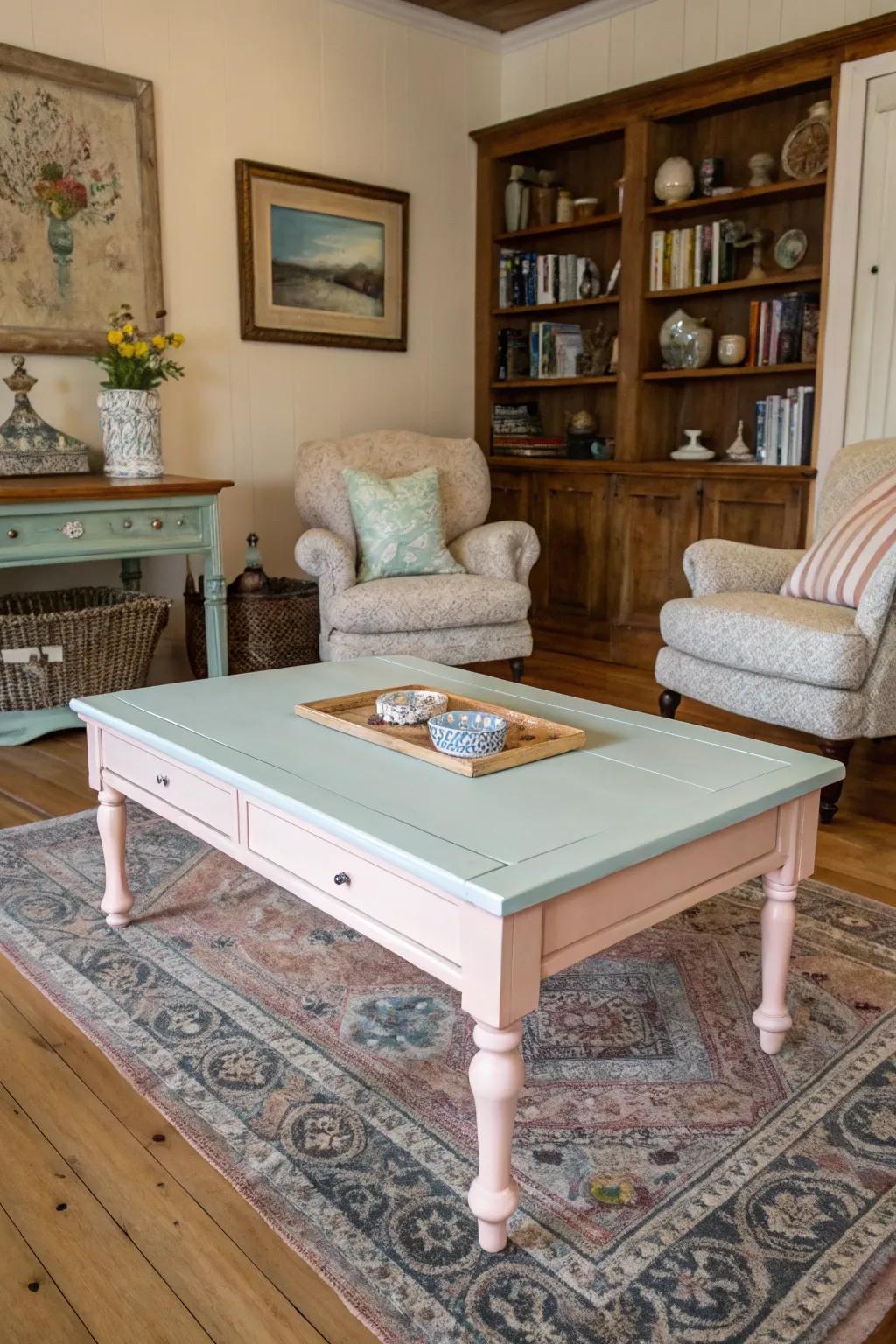 Matt paint provides a charming, vintage-inspired surface.