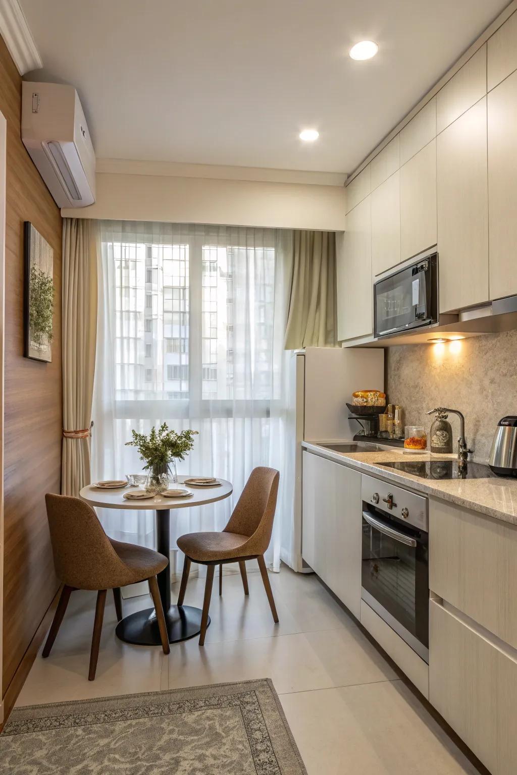 A small eating spot provides a comfortable area for relaxed meals.
