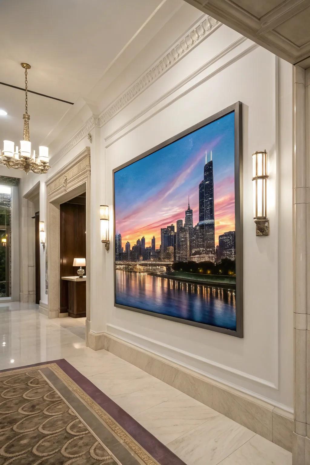 An urban horizon painting adds a touch of urban sophistication to your space.