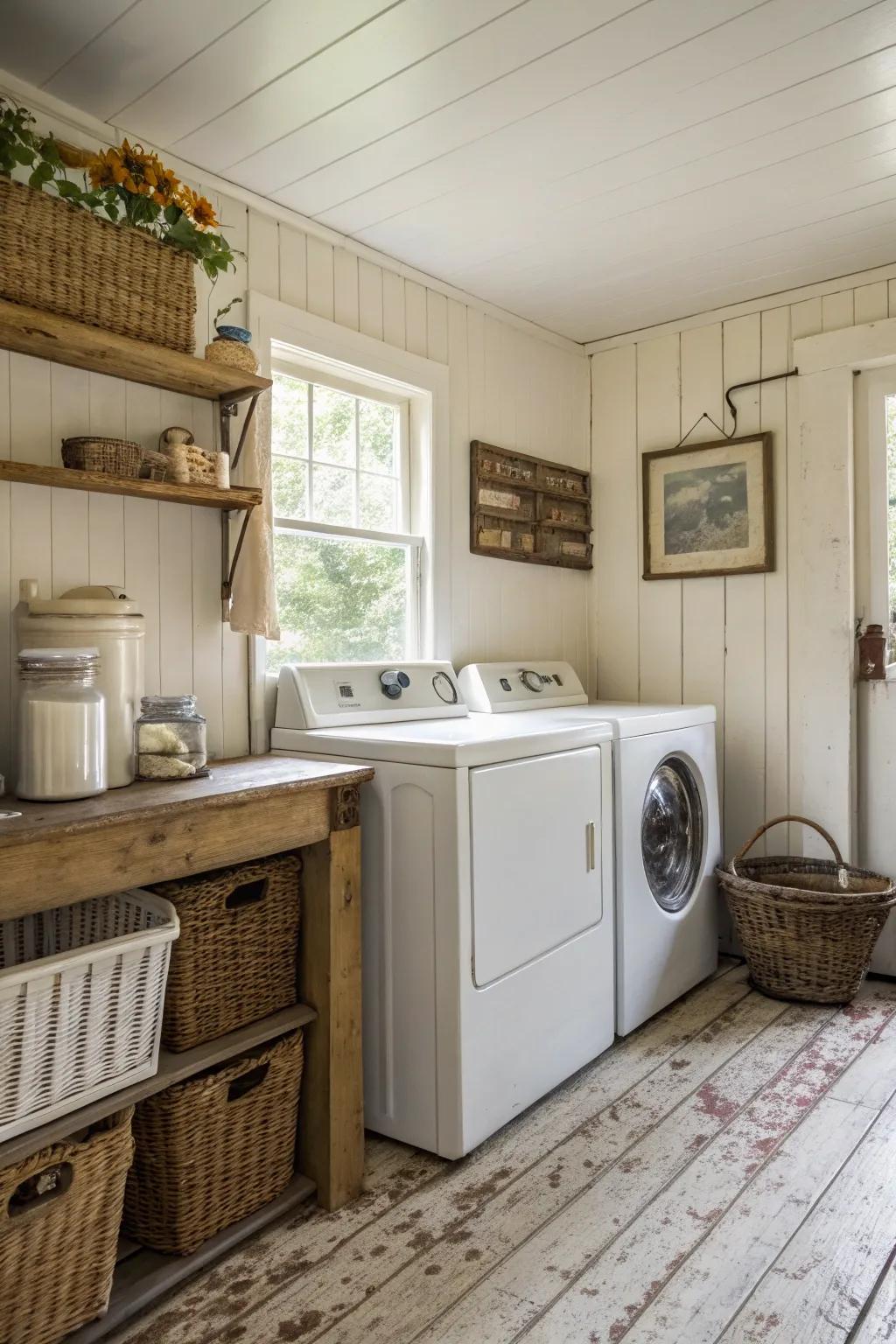 Beadboard paneling beautifully enhances the cottage aesthetic.