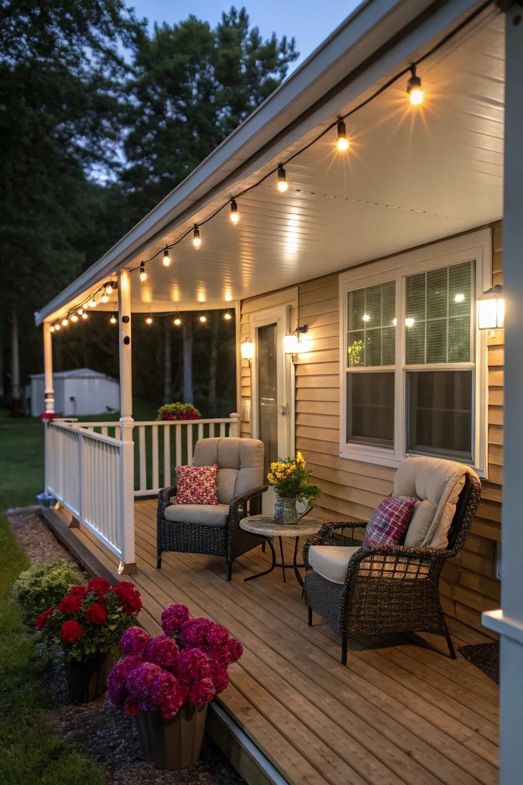 Clever lighting enhances both the functionality and beauty of your porch.