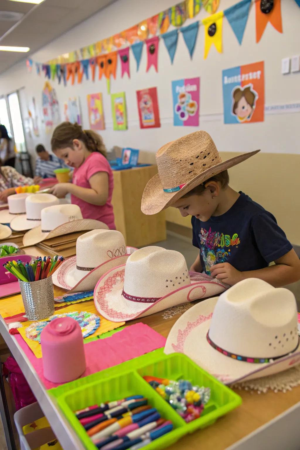 Craft stations provide interactive fun for young guests.